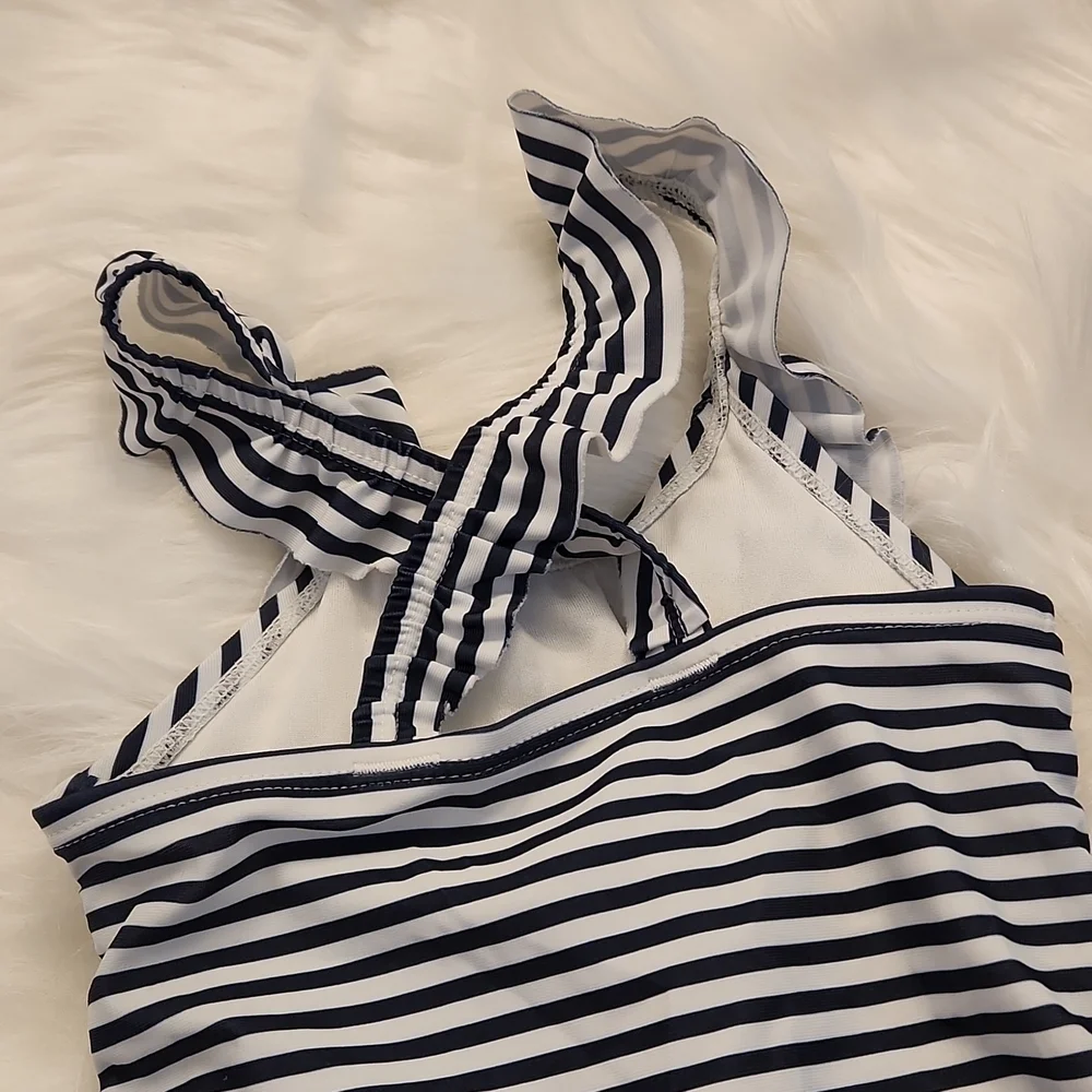 Baby Gap Navy & White Ruffle Front Swimsuit Size 18-24M